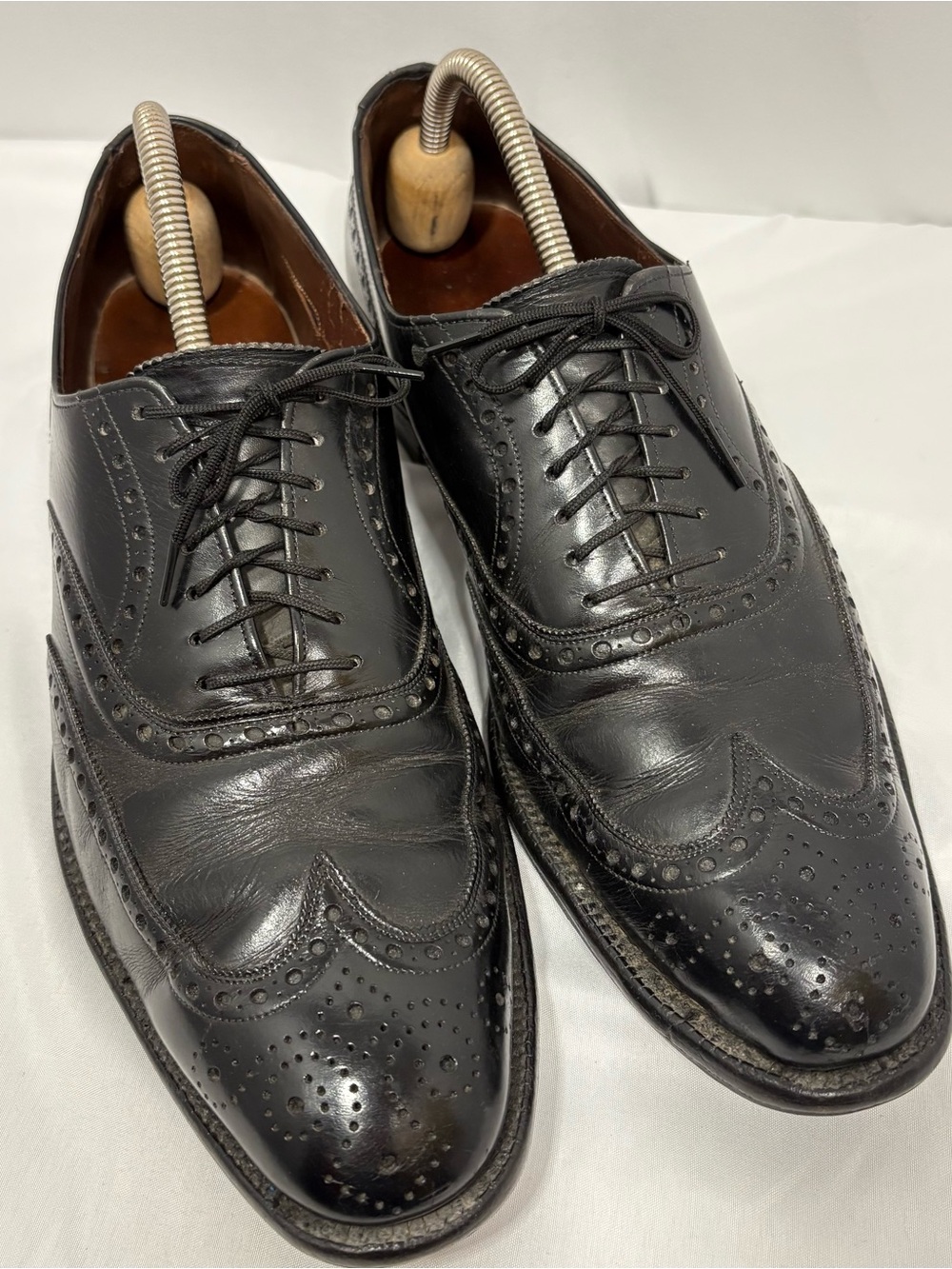Allen Edmonds Boulevard Black Leather Lace Up Wingtip Dress Shoes Size 10 1/2 A